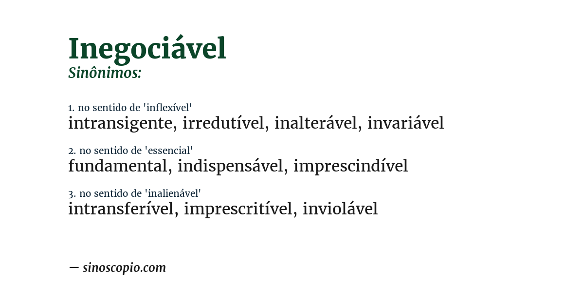 Sinônimo de inegociável