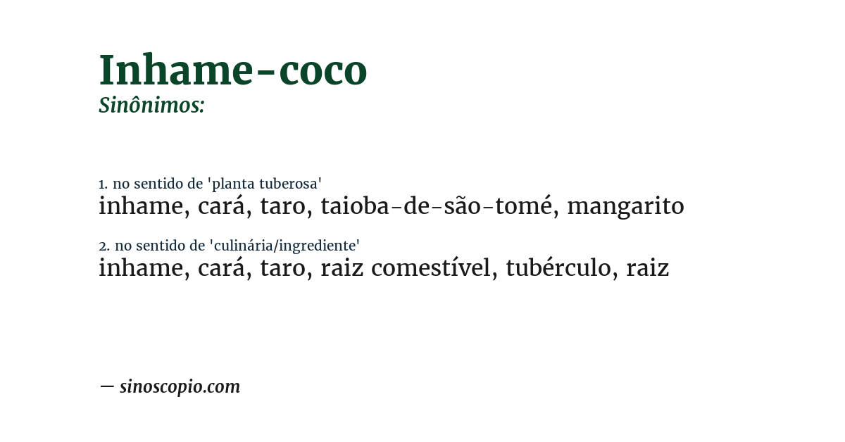 Sinônimo de inhame-coco