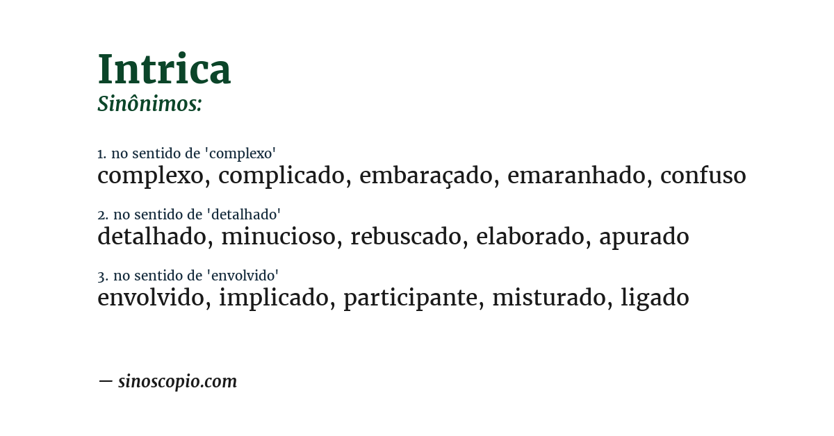 Sinônimo de intrica