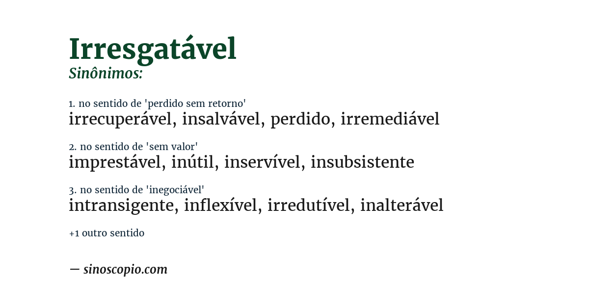 Sinônimo de irresgatável