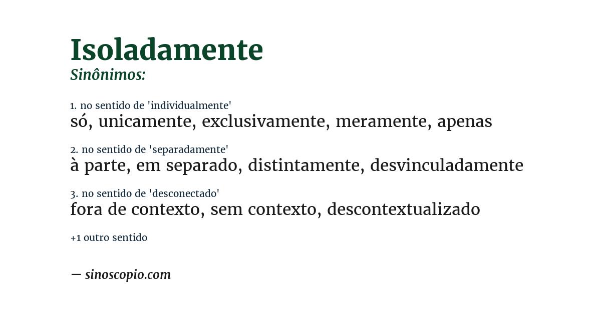 Sinônimo de isoladamente