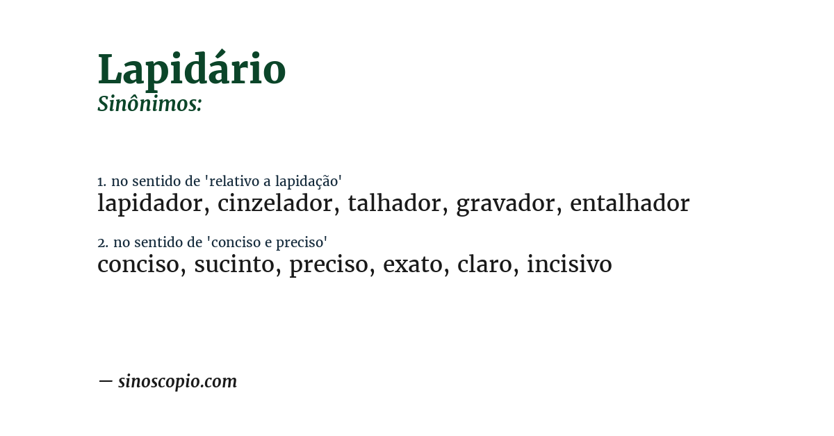Sinônimo de lapidário