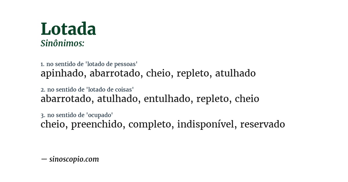 Sinônimo de lotada
