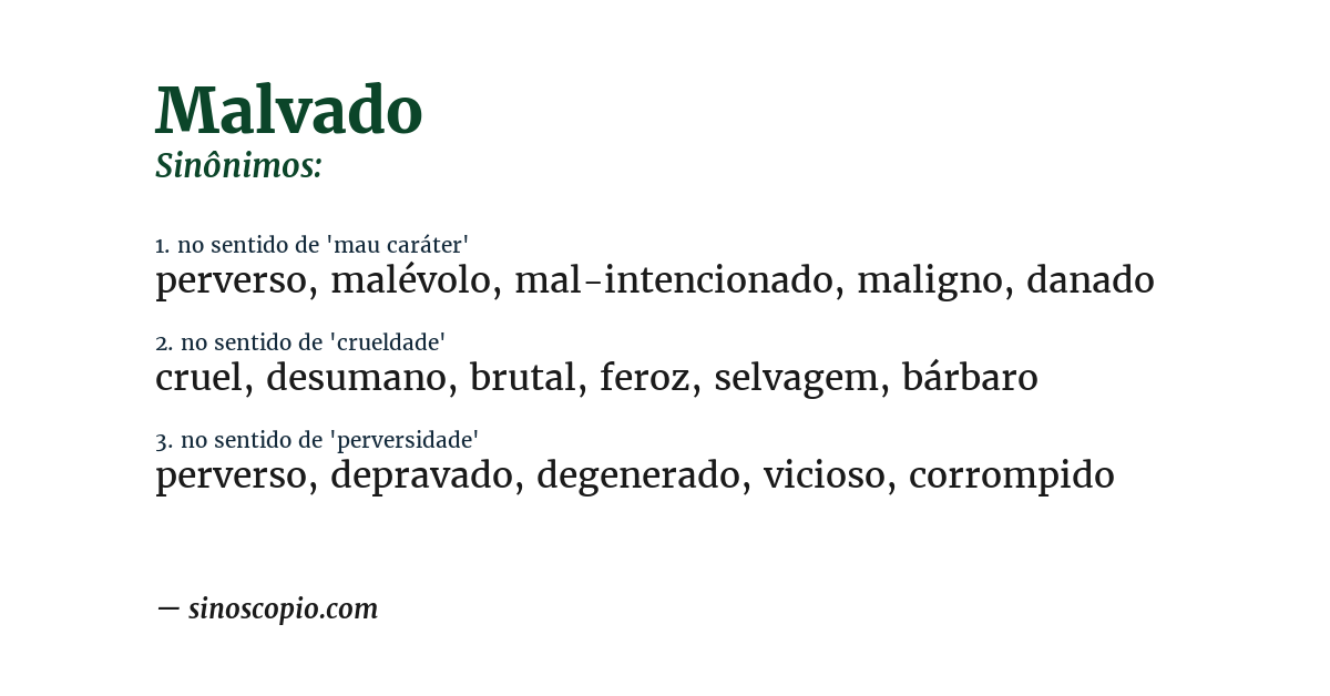 Sinônimo de malvado