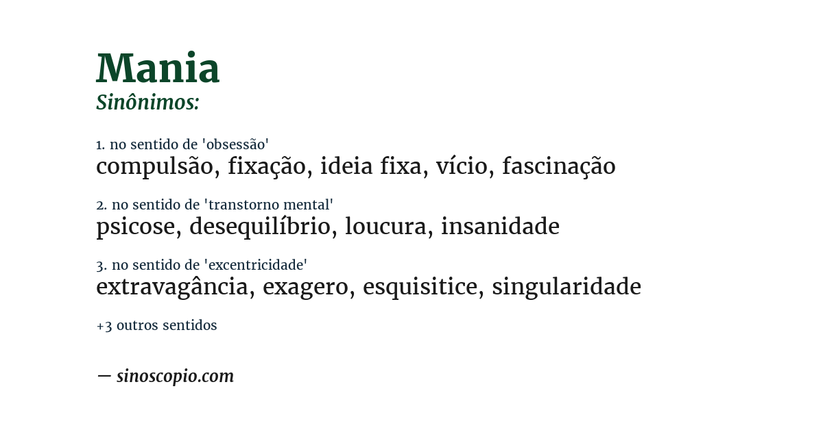 Sinônimo de mania