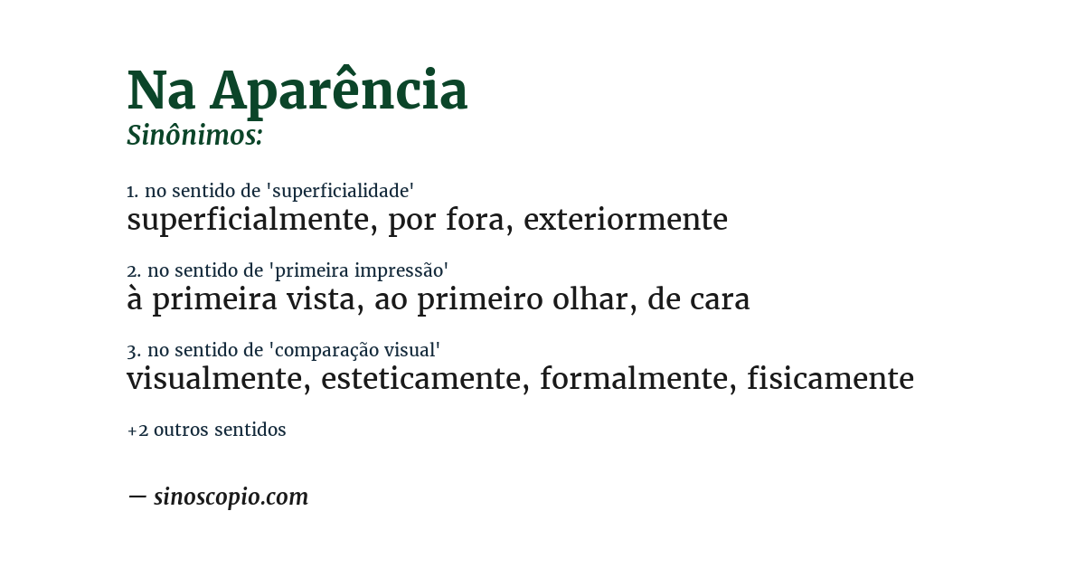 Sinônimo de na aparência