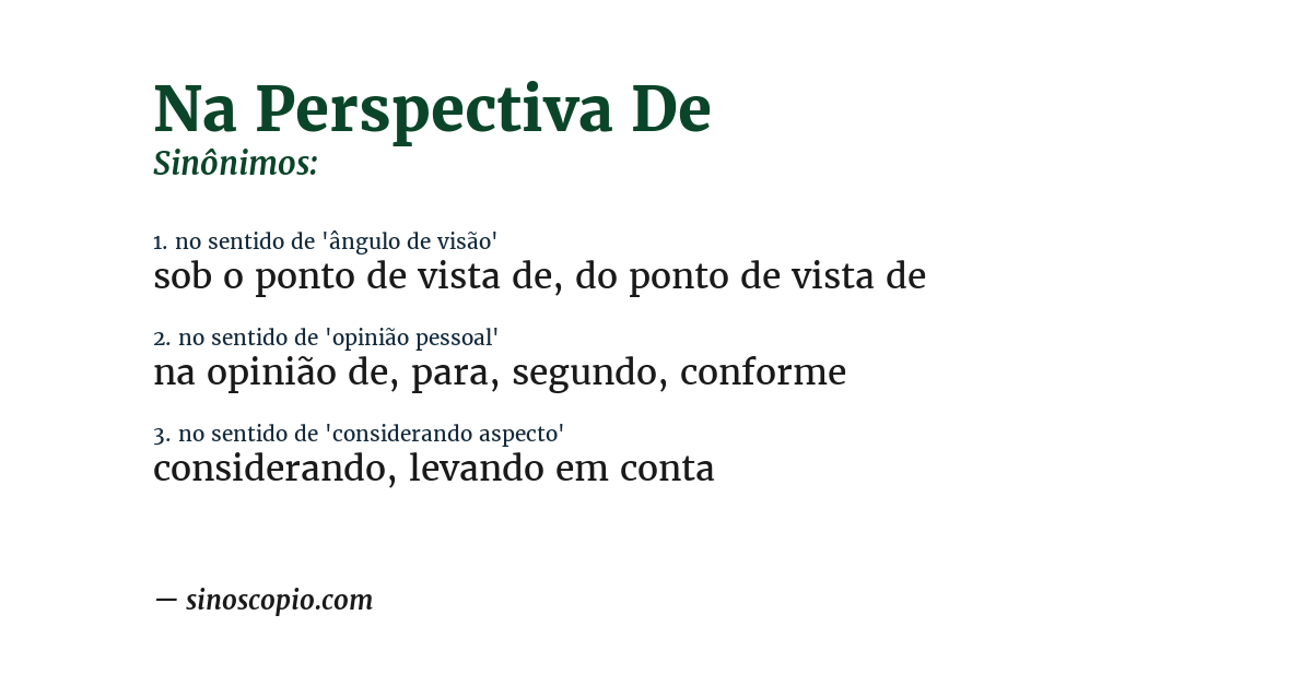 Sinônimo de na perspectiva de