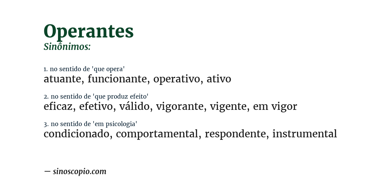 Sinônimo de operantes