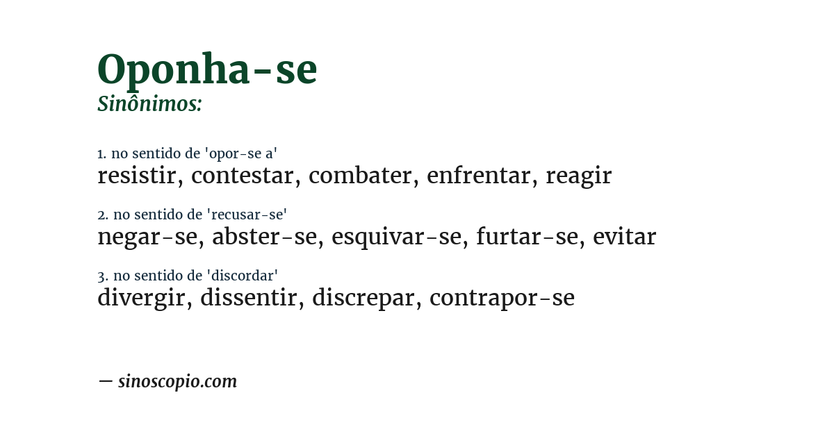Sinônimo de oponha-se