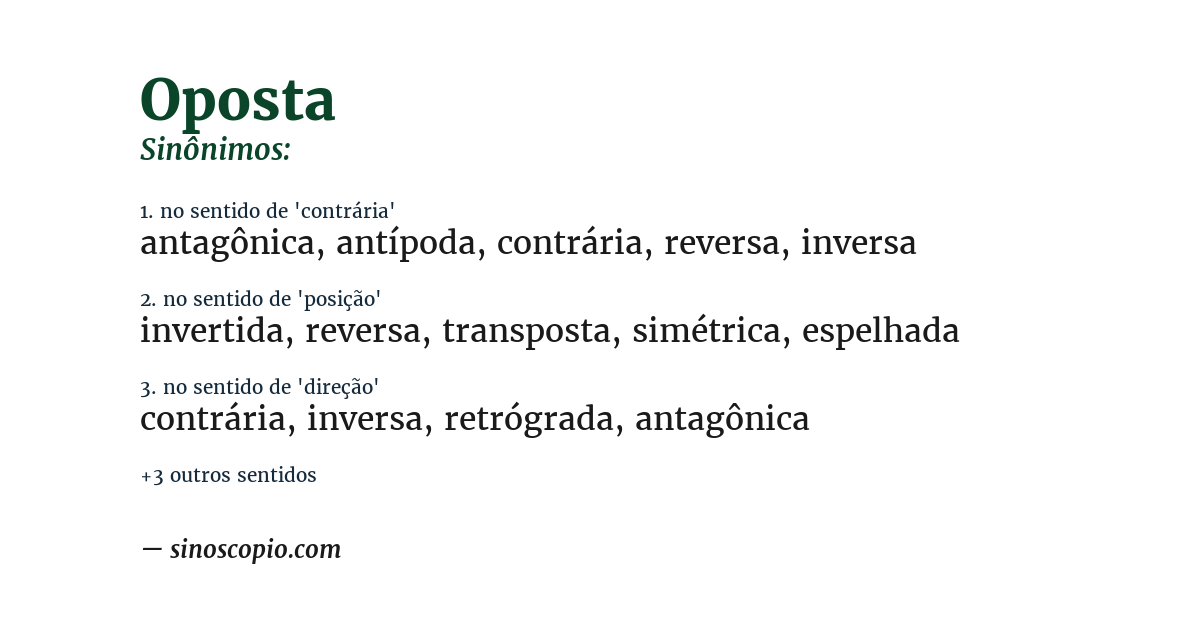 Sinônimo de oposta