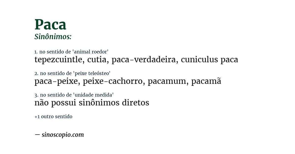 Sinônimo de paca