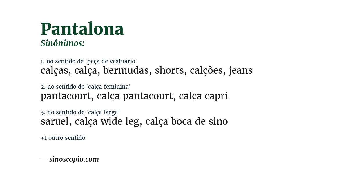 Sinônimo de pantalona