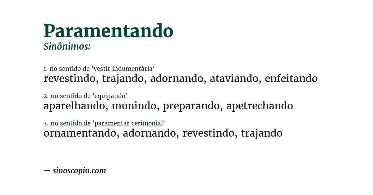 Sinônimo de paramentando