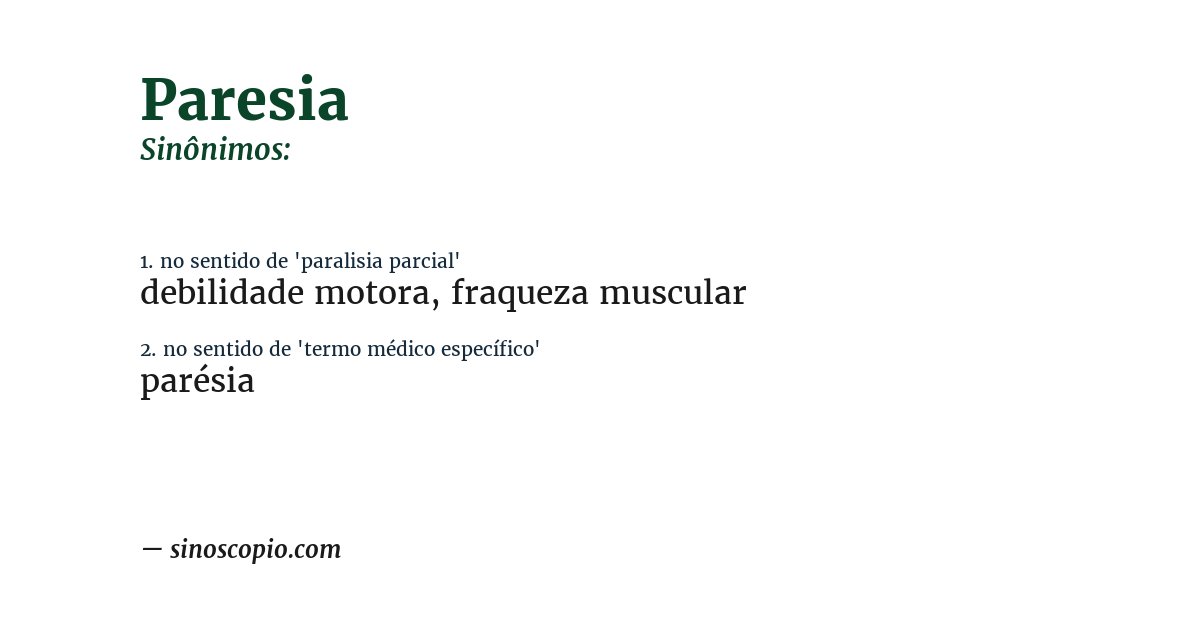 Sinônimo de paresia