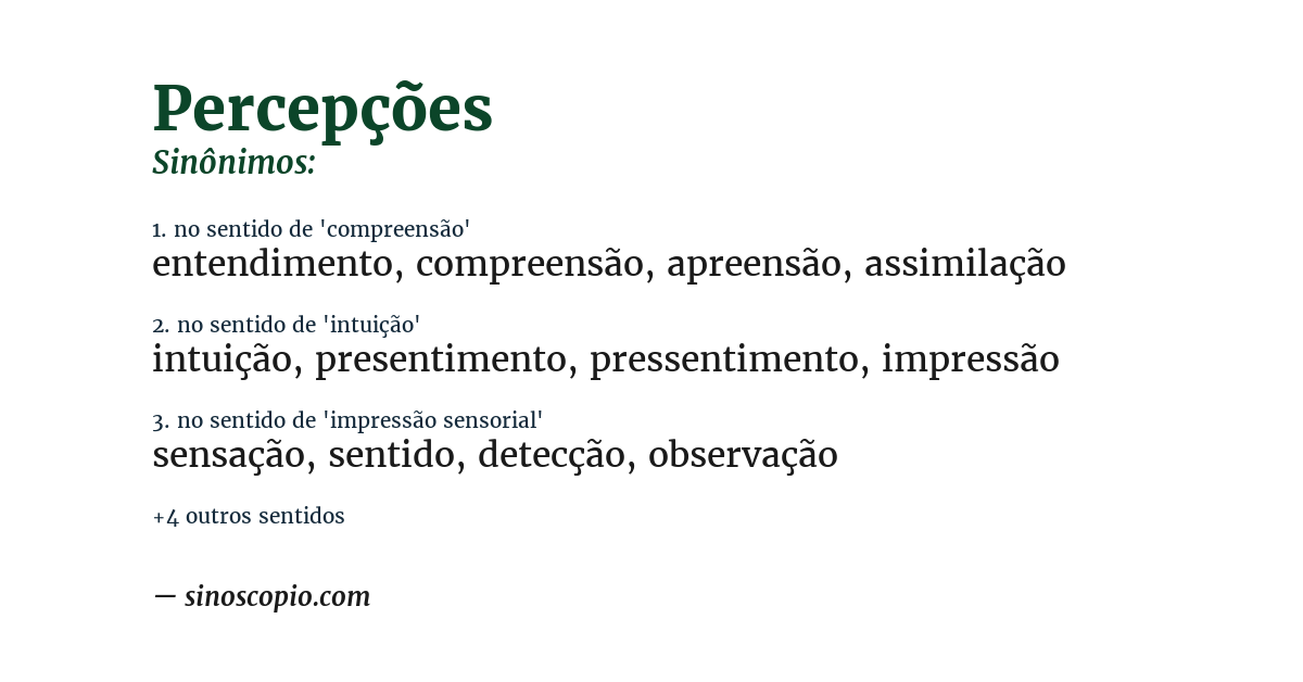 Sinônimo de percepções