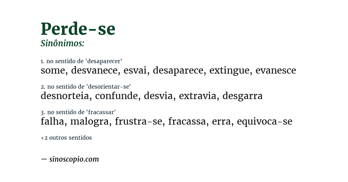 Sinônimo de perde-se