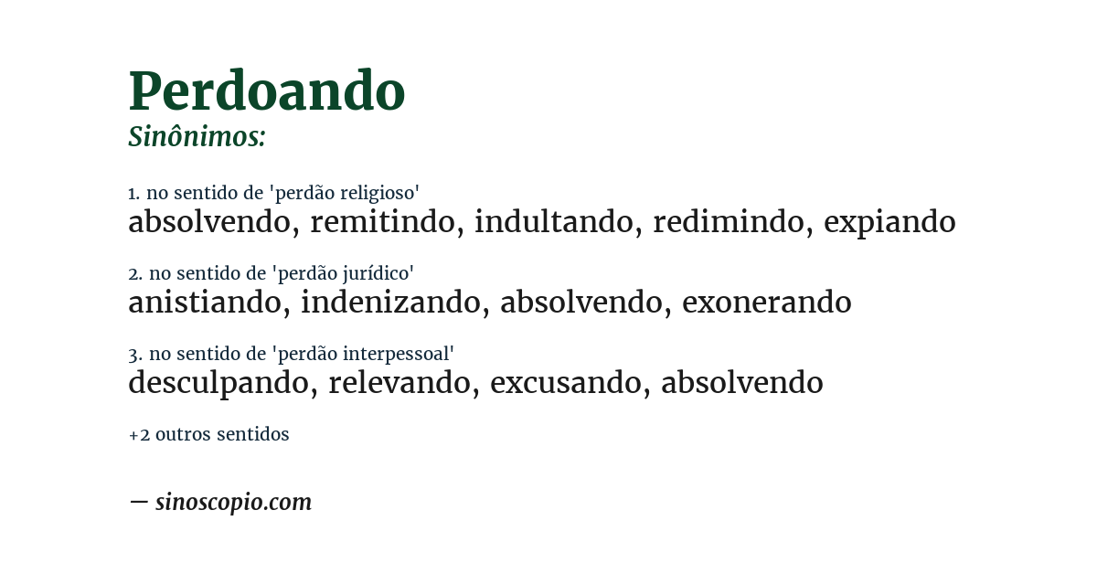 Sinônimo de perdoando