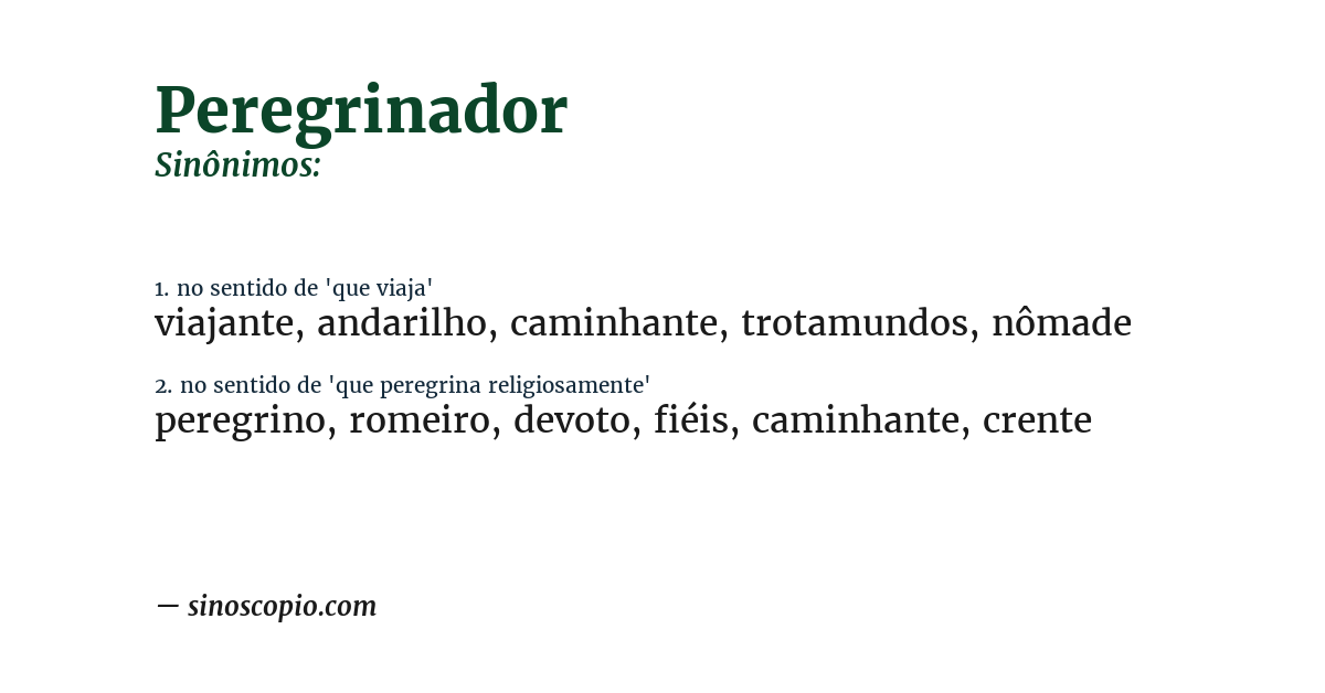Sinônimo de peregrinador