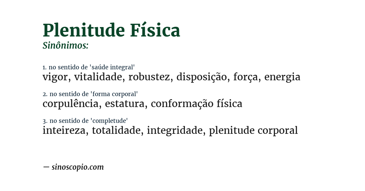 Sinônimo de plenitude física