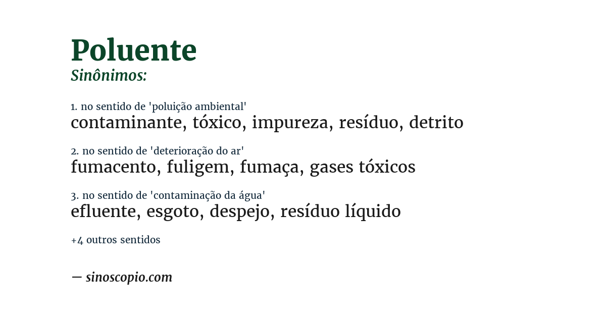 Sinônimo de poluente