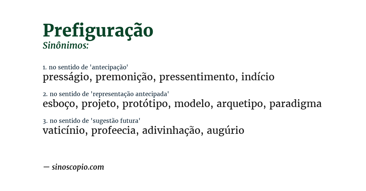 Sinônimo de prefiguração