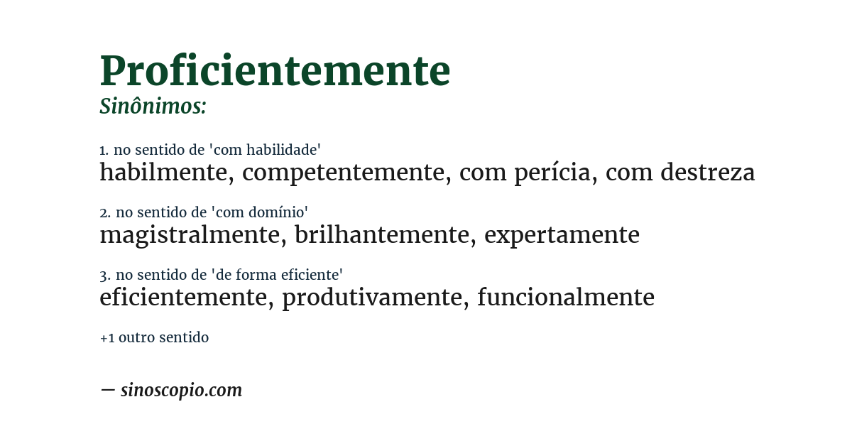 Sinônimo de proficientemente
