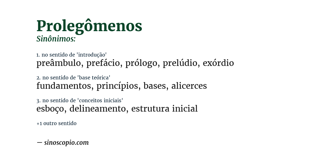 Sinônimo de prolegômenos