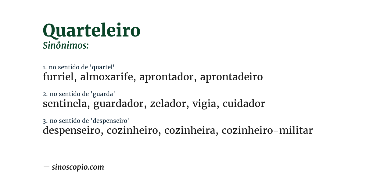 Sinônimo de quarteleiro