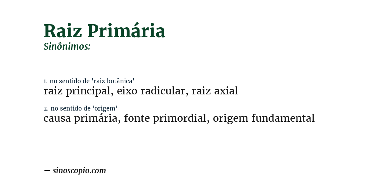 Sinônimo de raiz primária
