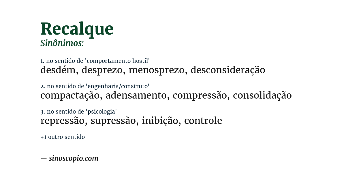 Sinônimo de recalque