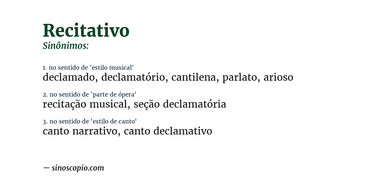 Sinônimo de recitativo