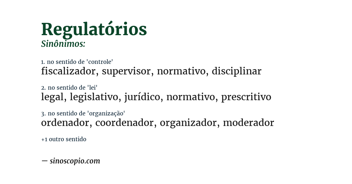 Sinônimo de regulatórios