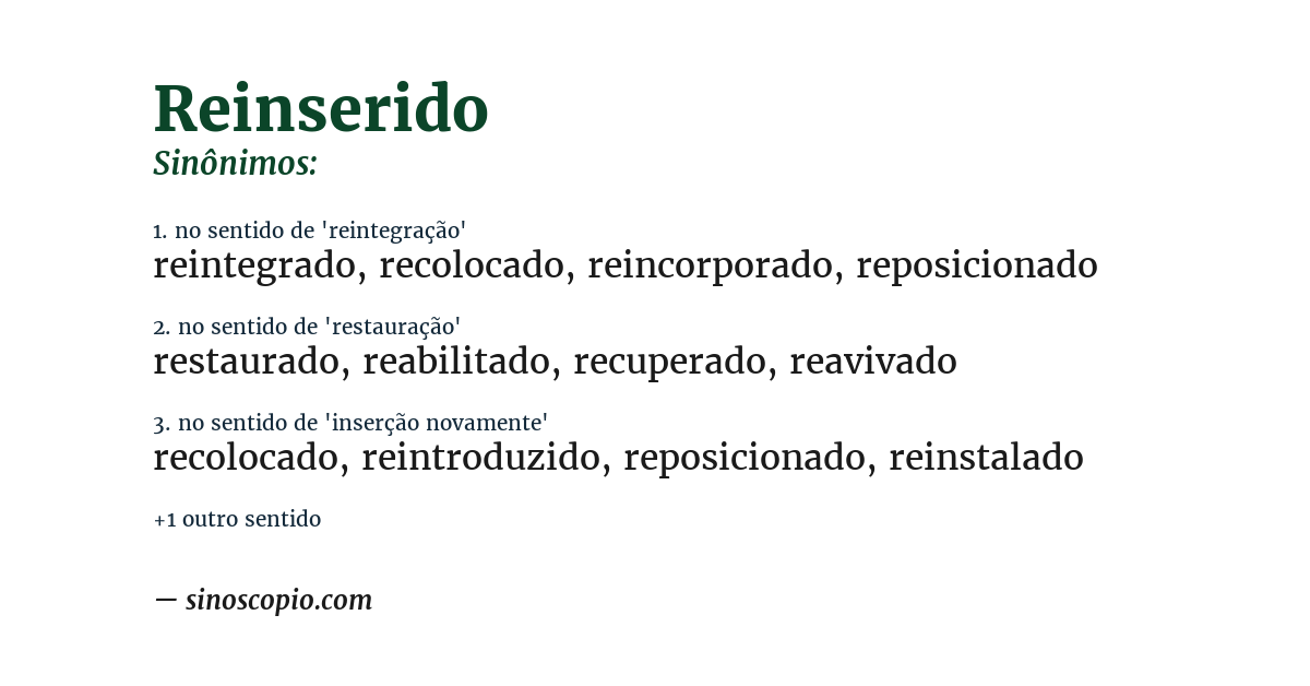 Sinônimo de reinserido