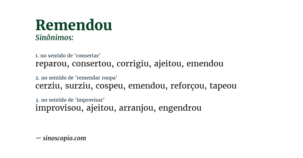 Sinônimo de remendou