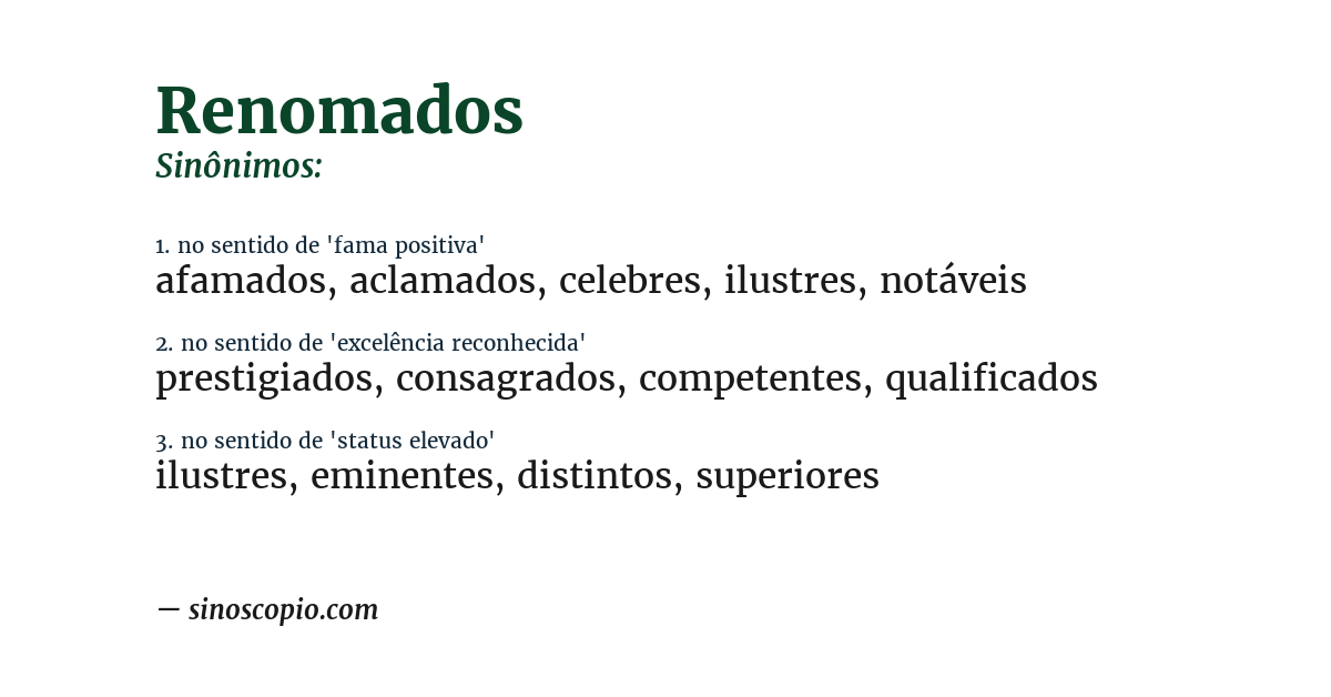 Sinônimo de renomados
