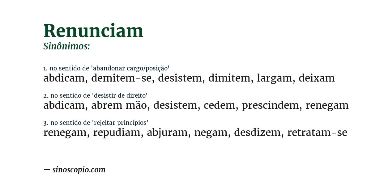 Sinônimo de renunciam