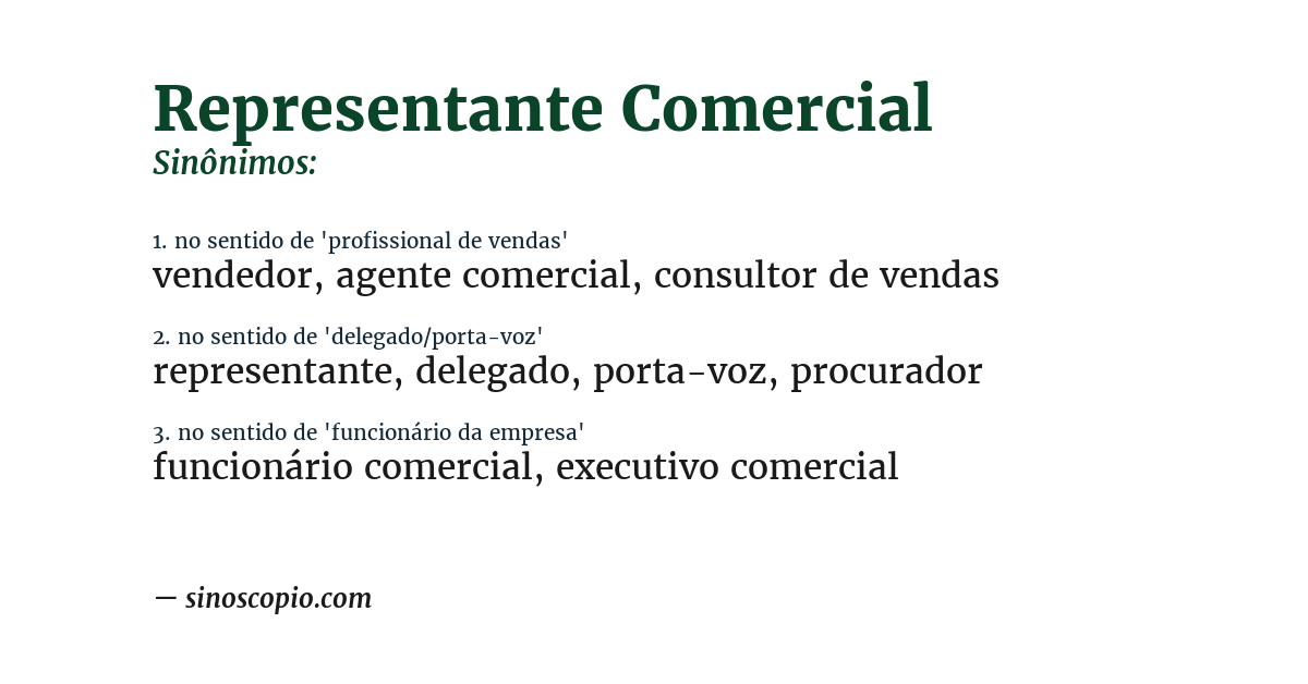 Sinônimo de representante comercial