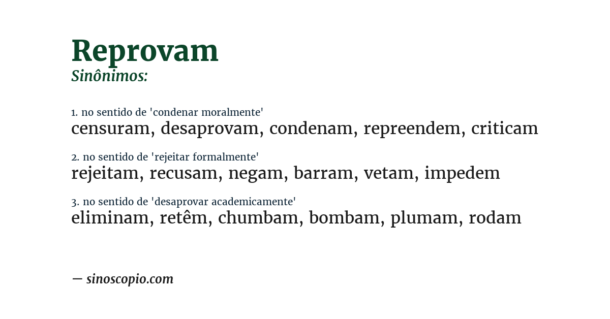 Sinônimo de reprovam