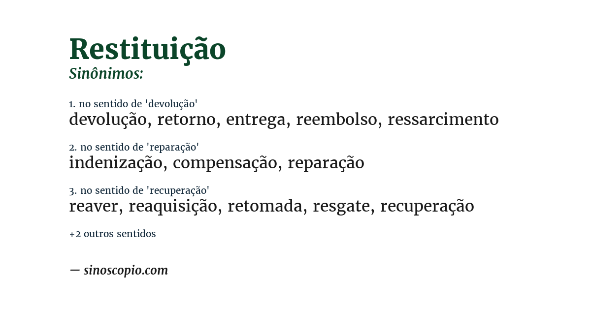 Sinônimo de restituição