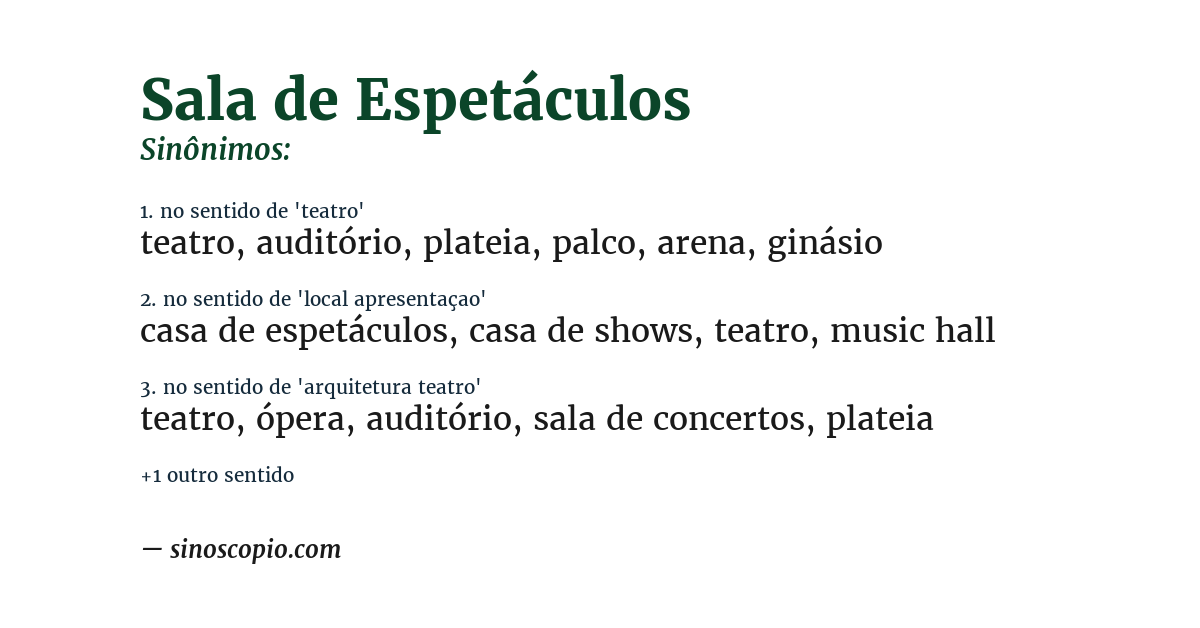 Sinônimo de sala de espetáculos
