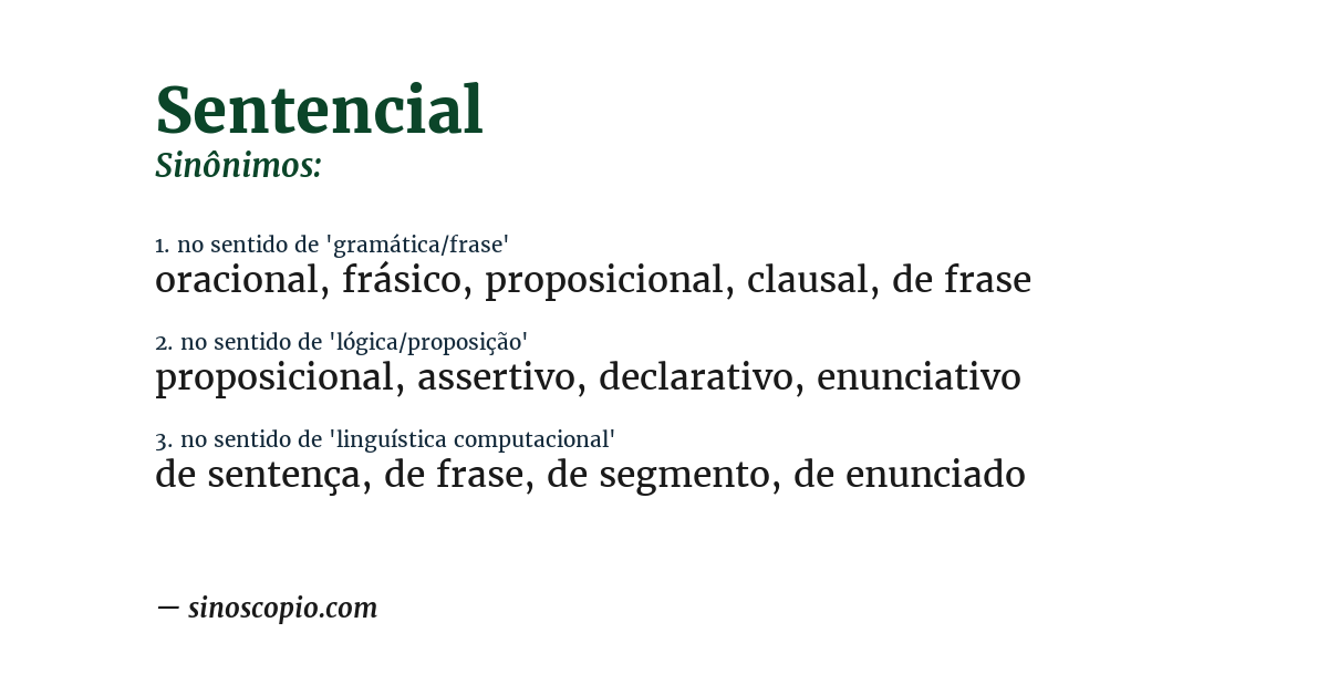 Sinônimo de sentencial