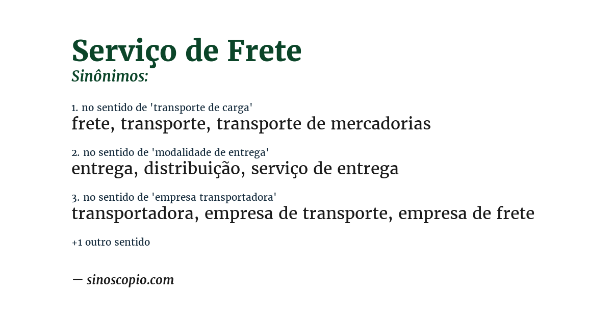 Sinônimo de serviço de frete