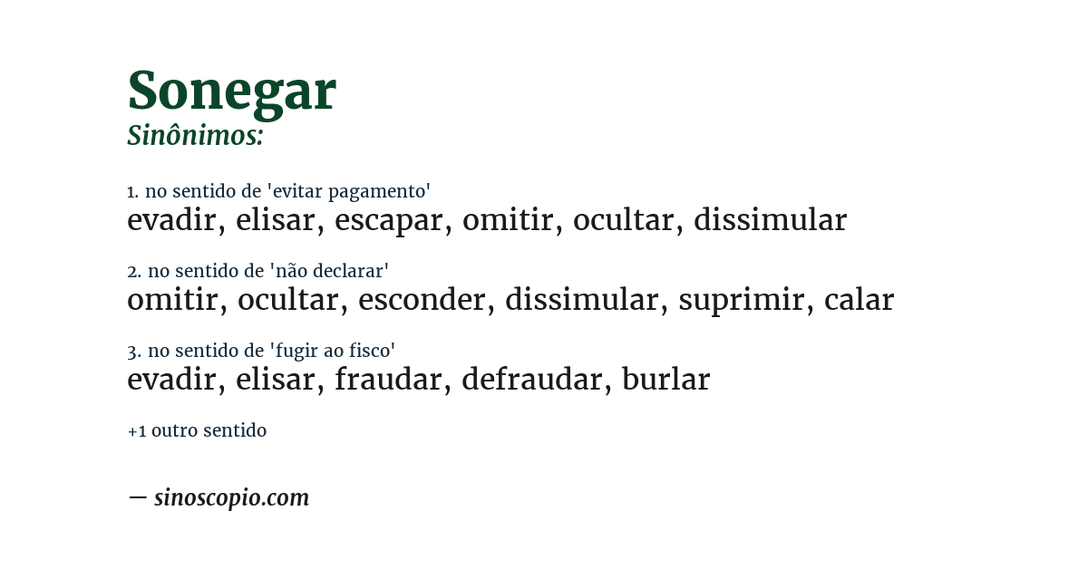 Sinônimo de sonegar