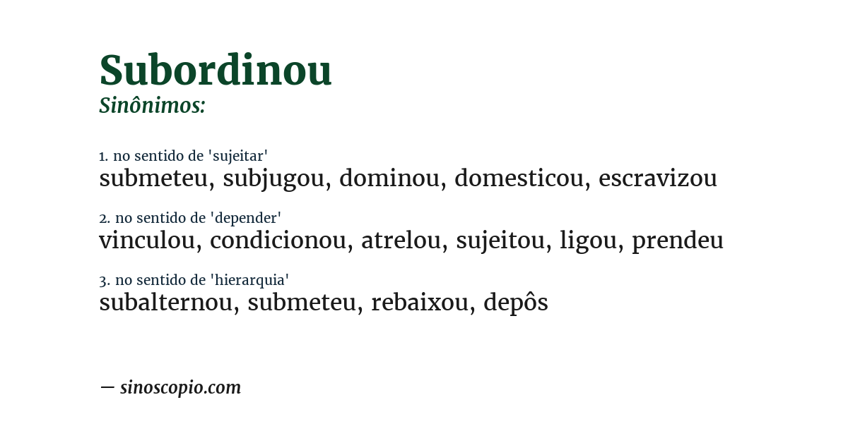 Sinônimo de subordinou