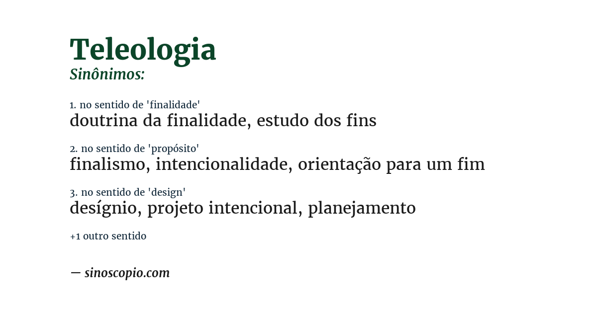 Sinônimo de teleologia