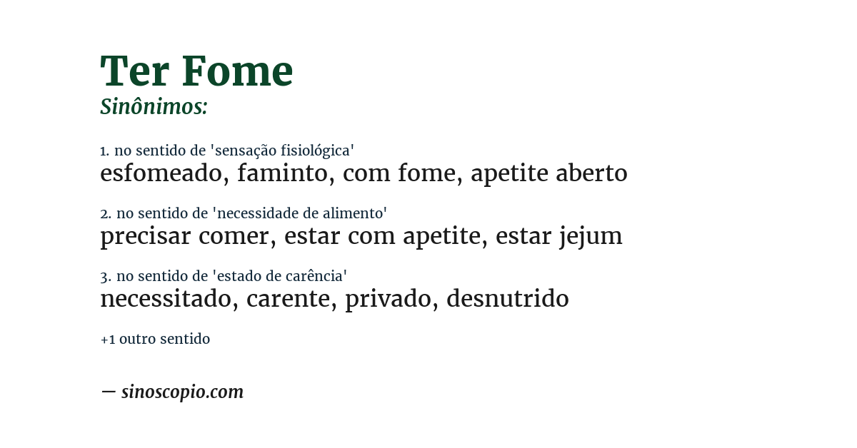 Sinônimo de ter fome