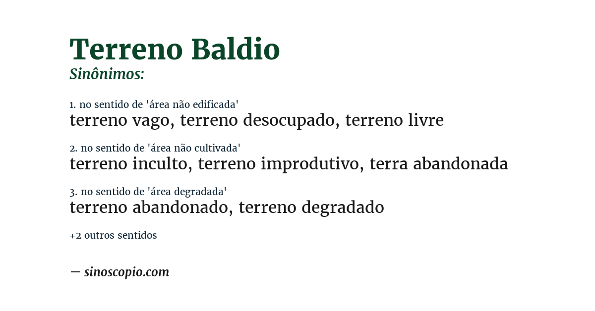 Sinônimo de terreno baldio