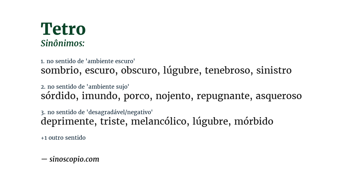 Sinônimo de tetro