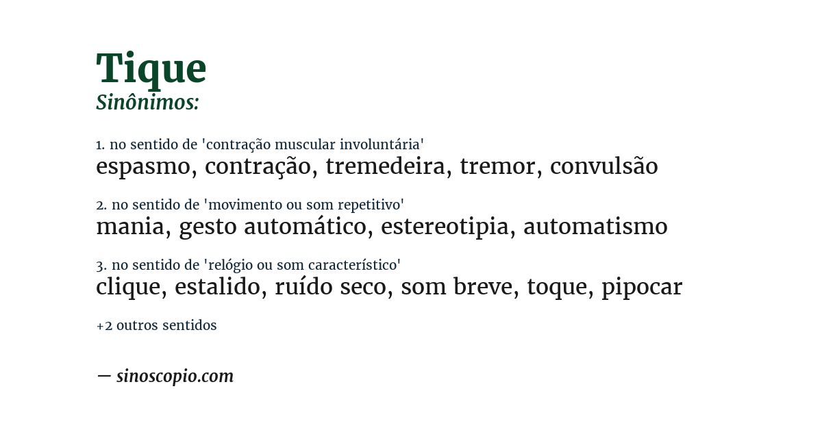 Sinônimo de tique
