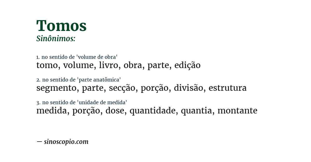 Sinônimo de tomos